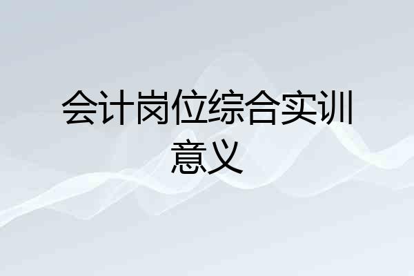会计岗位综合实训意义