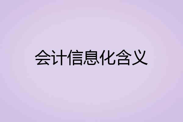 会计信息化含义