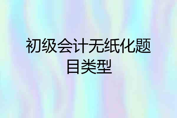 初级会计无纸化题目类型
