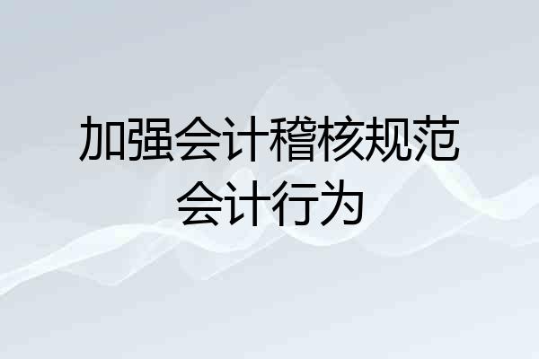加强会计稽核规范会计行为