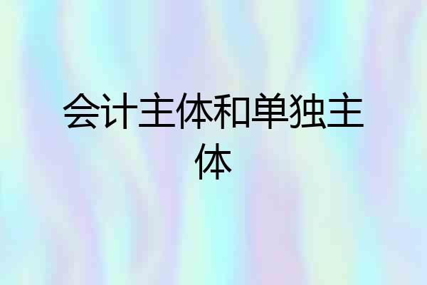 会计主体和单独主体