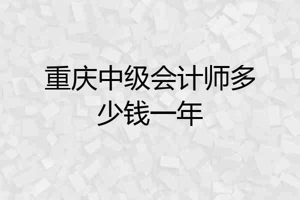 重庆中级会计师多少钱一年
