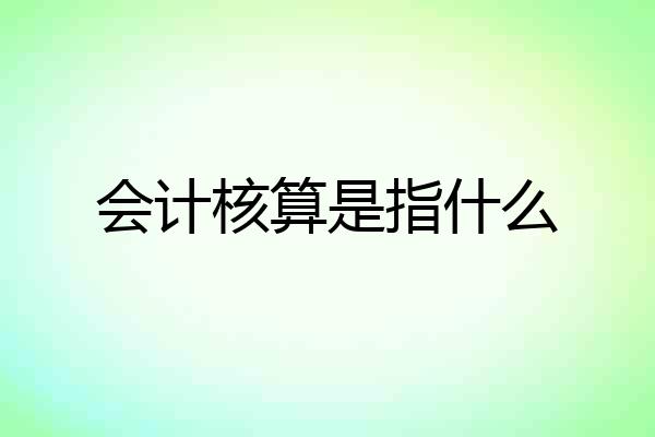 会计核算是指什么