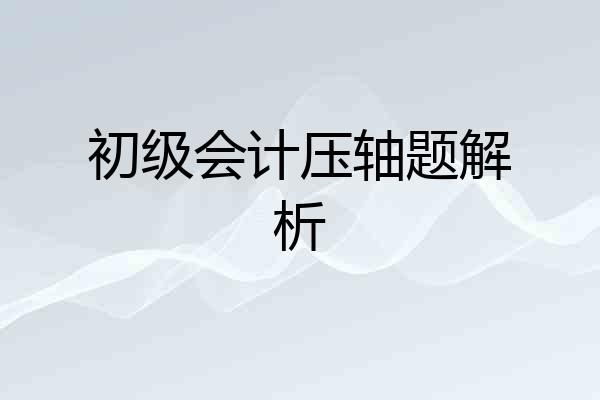 初级会计压轴题解析