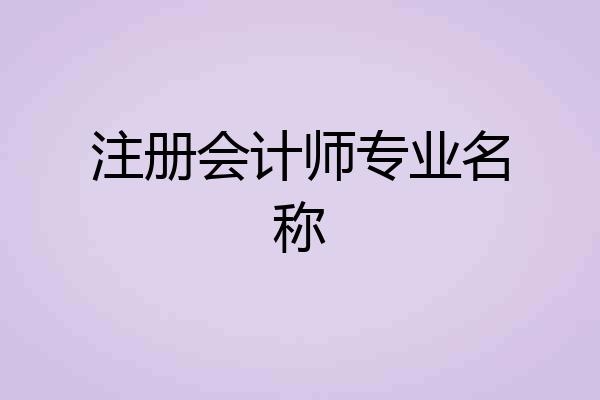 注册会计师专业名称