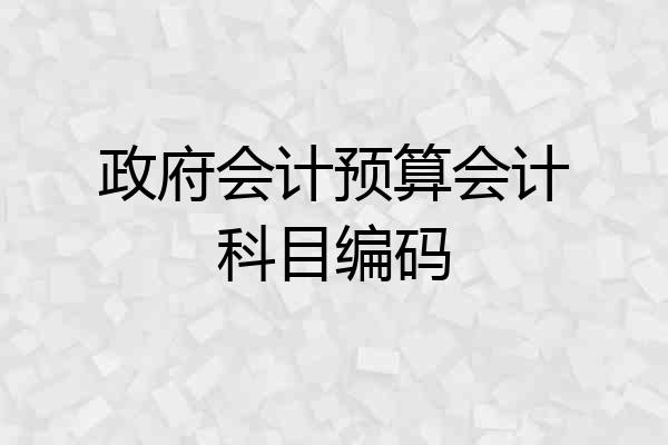 政府会计预算会计科目编码