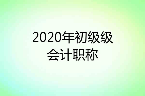 2020年初级级会计职称
