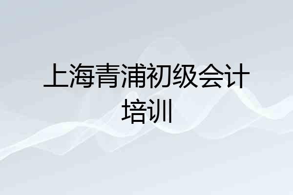 上海青浦初级会计培训