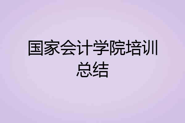 国家会计学院培训总结