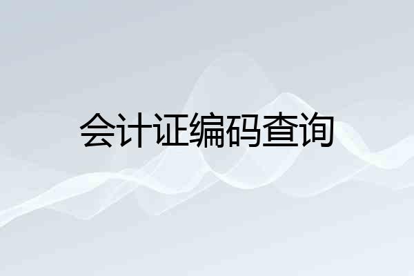 会计证编码查询