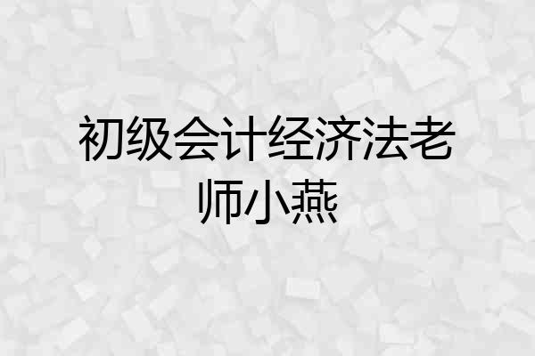 初级会计经济法老师小燕