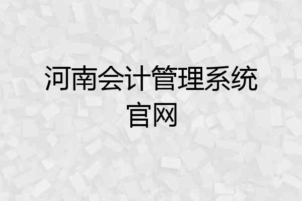 河南会计管理系统官网