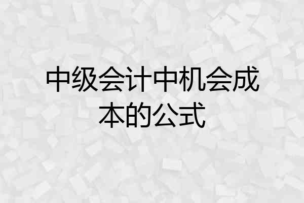 中级会计中机会成本的公式