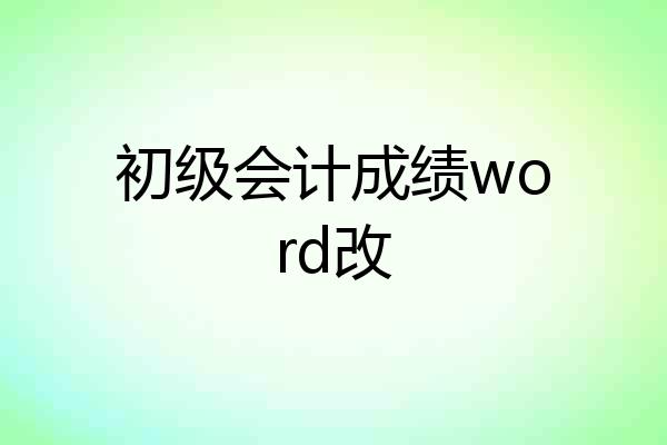 初级会计成绩word改
