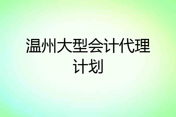 温州大型会计代理计划