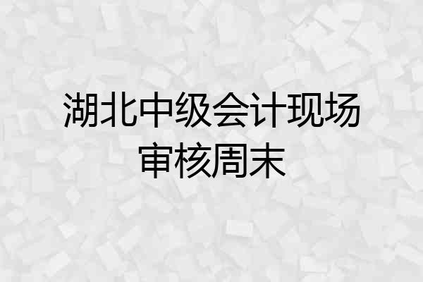 湖北中级会计现场审核周末