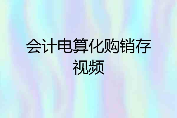 会计电算化购销存视频