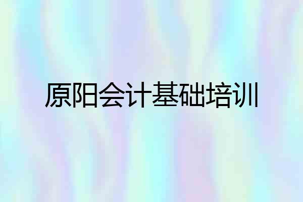 原阳会计基础培训