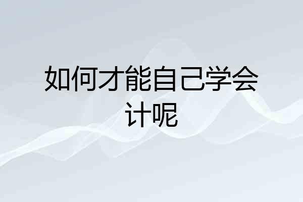 如何才能自己学会计呢