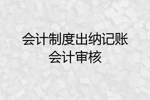 会计制度出纳记账会计审核