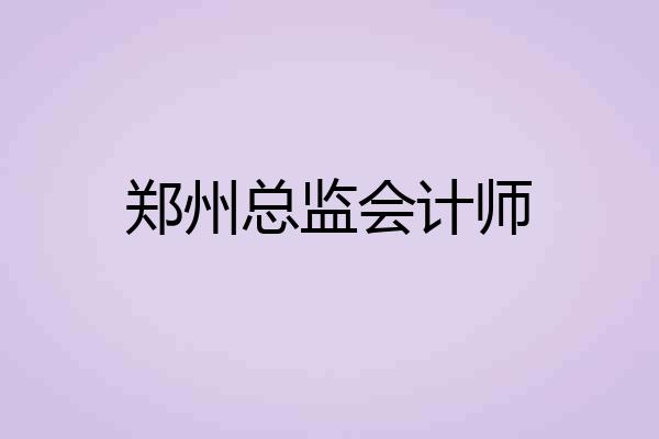 郑州总监会计师