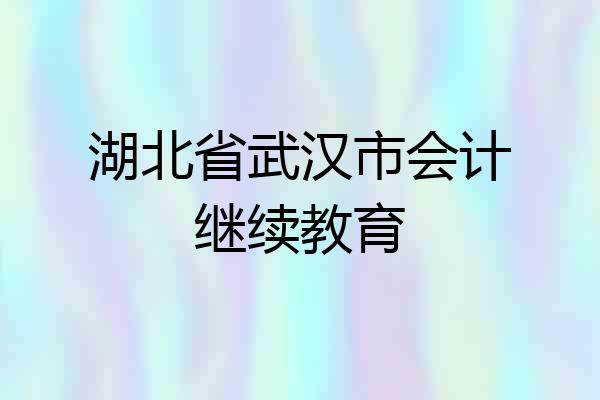 湖北省武汉市会计继续教育