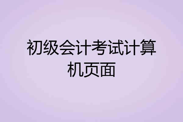 初级会计考试计算机页面