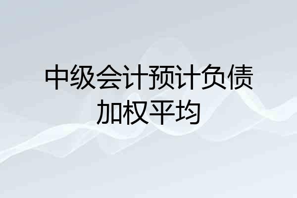 中级会计预计负债加权平均