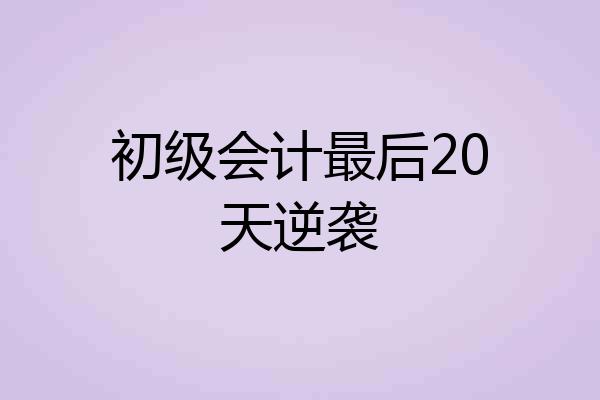 初级会计最后20天逆袭