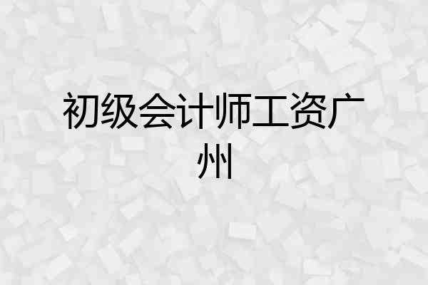 初级会计师工资广州