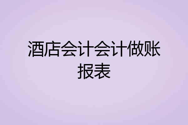 酒店会计会计做账报表