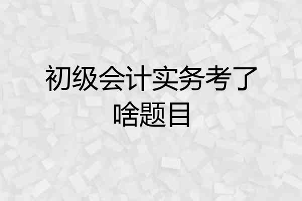 初级会计实务考了啥题目