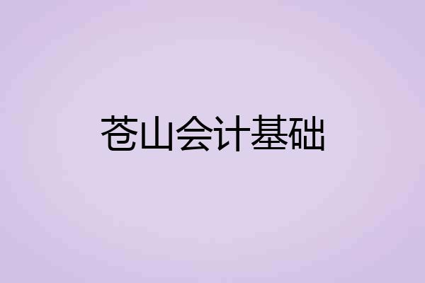 苍山会计基础