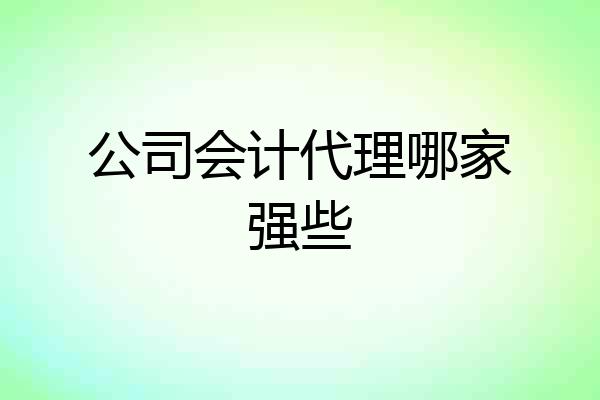 公司会计代理哪家强些