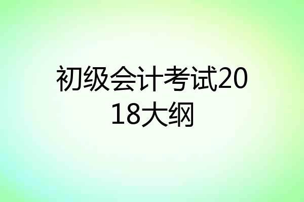 初级会计考试2018大纲