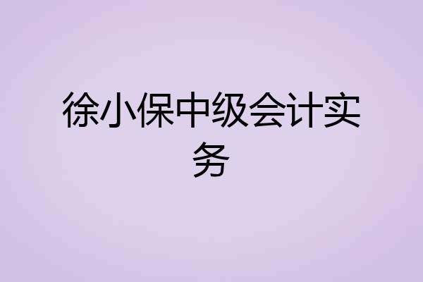 徐小保中级会计实务