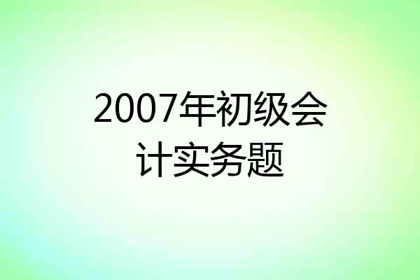 2007年初级会计实务题