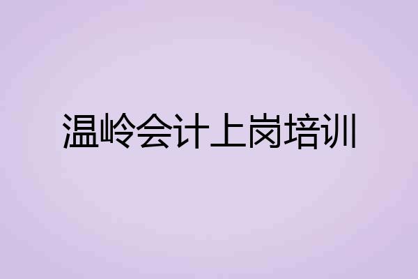 温岭会计上岗培训