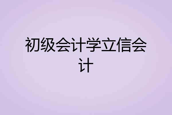 初级会计学立信会计