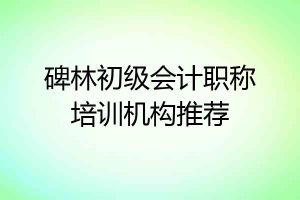 碑林初级会计职称培训机构推荐