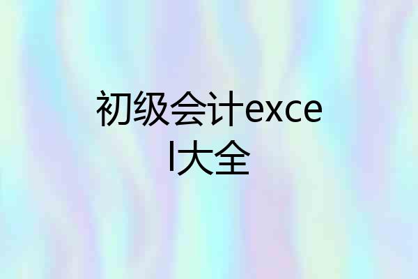 初级会计excel大全