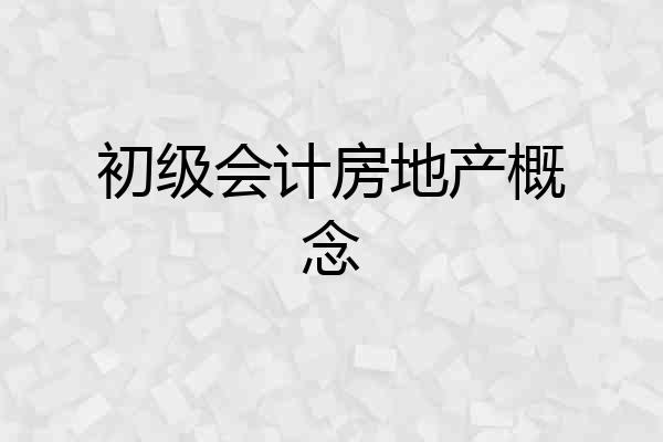初级会计房地产概念