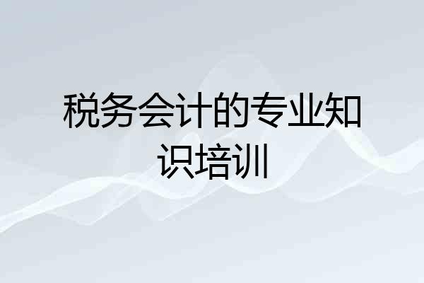 税务会计的专业知识培训