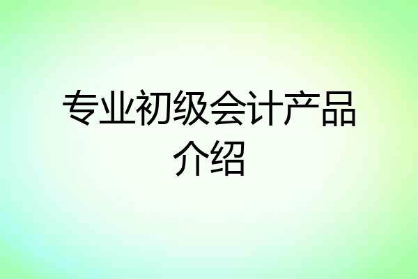 专业初级会计产品介绍