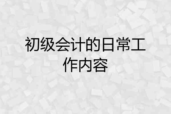 初级会计的日常工作内容