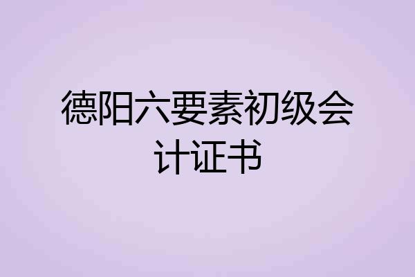德阳六要素初级会计证书