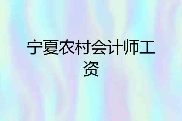 宁夏农村会计师工资