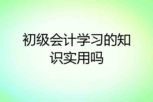 初级会计学习的知识实用吗