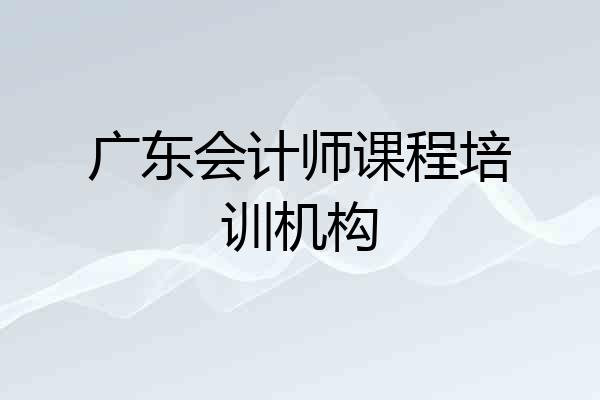 广东会计师课程培训机构