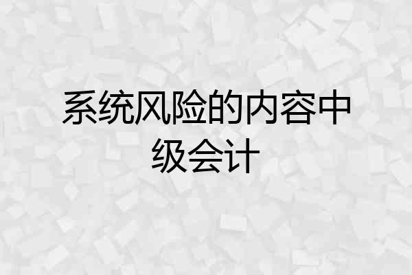 系统风险的内容中级会计